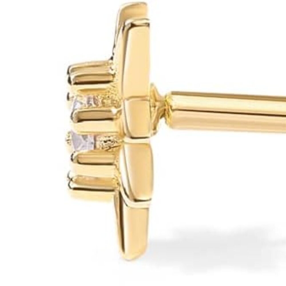 14K Gold Plated Flat Back Earrings | Solid 925 Sterling Silver Posts | Helix Car